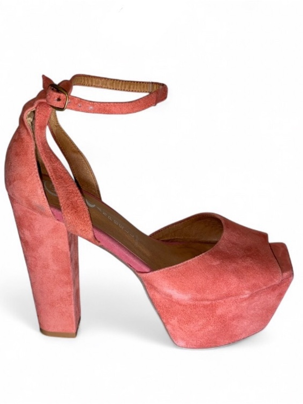 Jeffrey Campbell Havana Last Perfect  2 Platform Heels Suede Pink Open Toe 7.5M